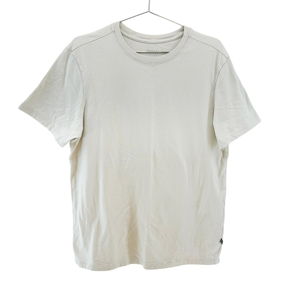 PAKA Organic Pima Cotton & Alpaca Crew Neck Tee • Large • bone beige